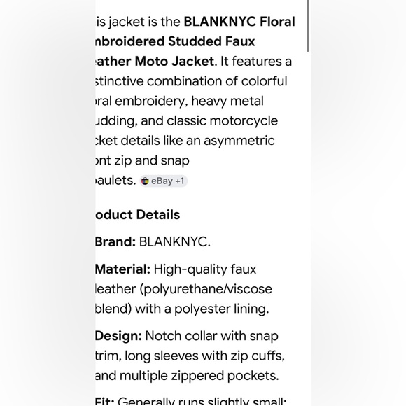 NWT BlankNYC budding romance Floral Embroidered Black moto Jacket M - Picture 3 of 14